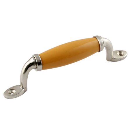 Mustard Small Ceramic Silver Door Handles